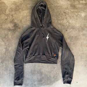 Aviator Nation Charcoal Black Woman’s L Bolt Crop Hoodie